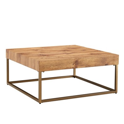 NicBex Wood & Metal Square Coffee Table Center Dining Table with Wood Grain Top for Living Room