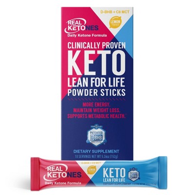 Real Ketones D-BHB Keto Lean for Life Powder Sticks - Lemon Twist - 10ct