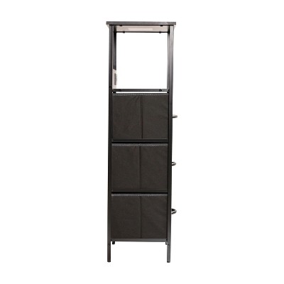 Charcoal Black 3-Drawer Nightstand with USB Charging Station