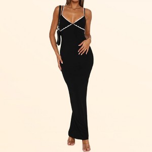 chinese dress ladies Ryatt Ruched Bodycon Maxi Dress in Black main image 1