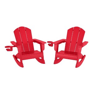 WestinTrends Malibu Outdoor HDPE Plastic Preschool Toddler Classic Adirondack Rocking Chairs (Set of 2) - 1 of 4