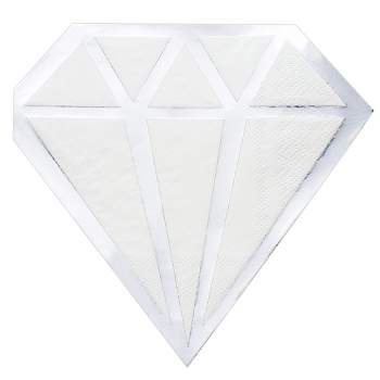Blue Panda 50-Pack Silver Foil Diamond Die Cut Luncheon Disposable Paper Napkins, 3-Ply, Folded 6 x 6 Inches