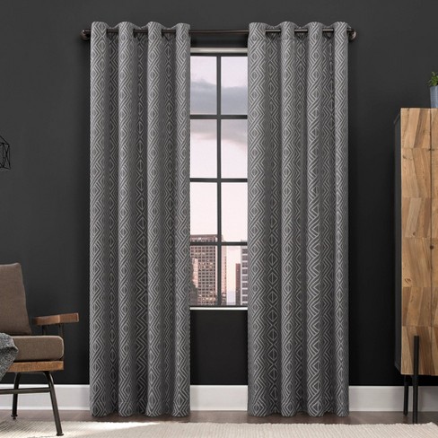 Brown Dimanond pattern Top Grommet Blackout Window Curtain Panels 
