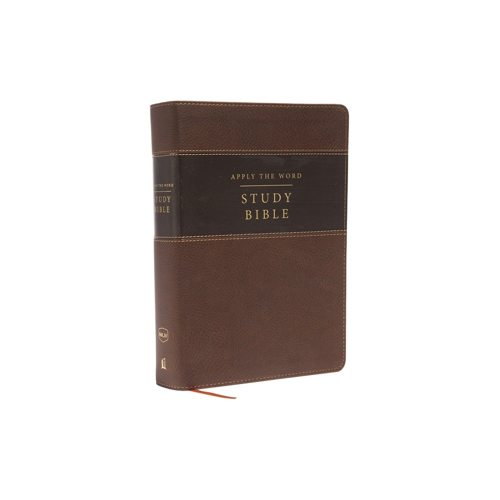 NKJV, Apply the Word Study Bible, Large Print, Imitation Leather, Brown, Red Letter Edition - by Thomas Nelson (Leather Bound)