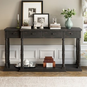 Retro Senior Console Table for Hallway Living Room Bedroom with 4 Front Facing Storage Drawers and 1 Shelf - 1 of 4