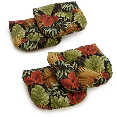 Blazing Needles, 19-inch U-Shaped Spun Polyester Outdoor Tufted Dining Chair Cushions (Set of 4)