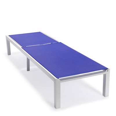 Navy Blue Aluminum Outdoor Chaise Lounge with Adjustable Backrest