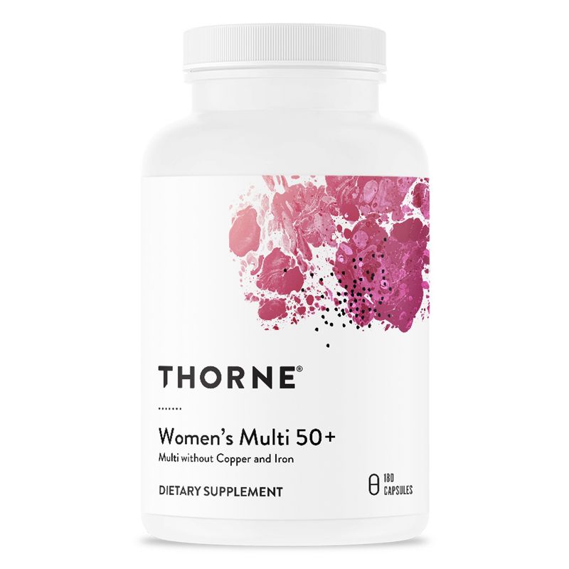 Thorne Women's Multi 50+ - Daily Multivitamin without Iron and Copper for Women - Gluten-Free - 180 Capsules - 30 Servings, 1 of 8
