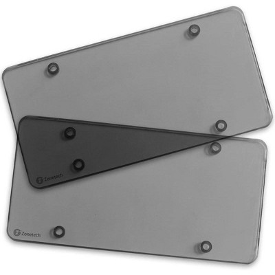 Zone Tech Standard Fit Clear Frame Smoked License Plate Protector Cover,  2-Pack 