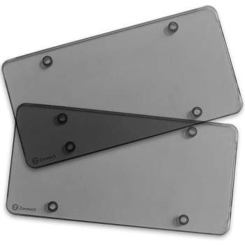 Zone Tech Car Clear Smoked License Plate Cover Frame - 2-Pack Premium Quality Novelty/License Plate Clear Smoked Flat Shields-Fits Standard US Plates