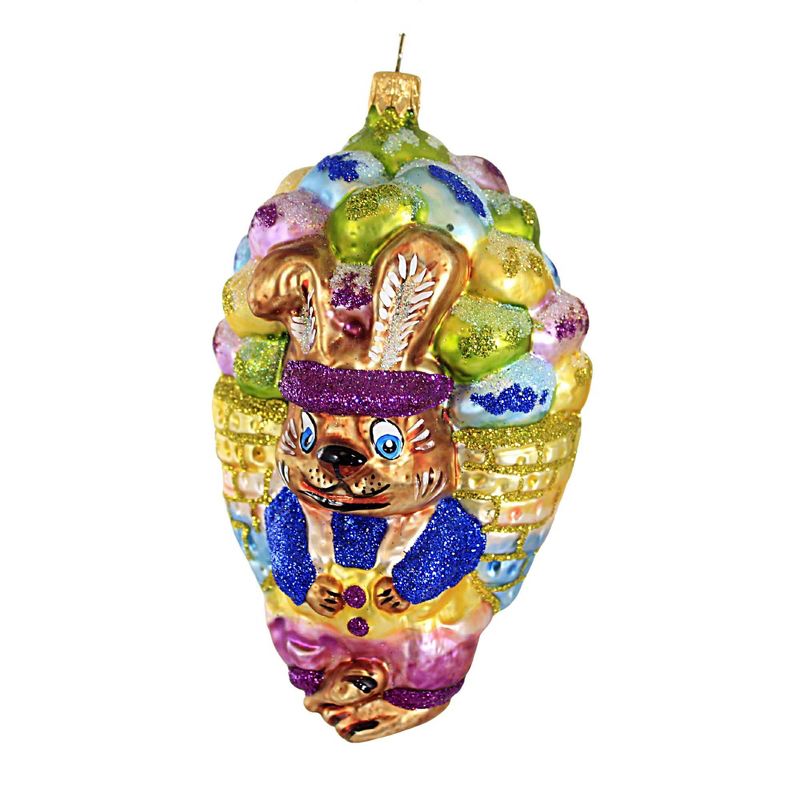 Larry Fraga Designs 6.0 Inch Delivering The Eggs Ornament Easter Bunny Basket Tree Ornaments, 1 of 4