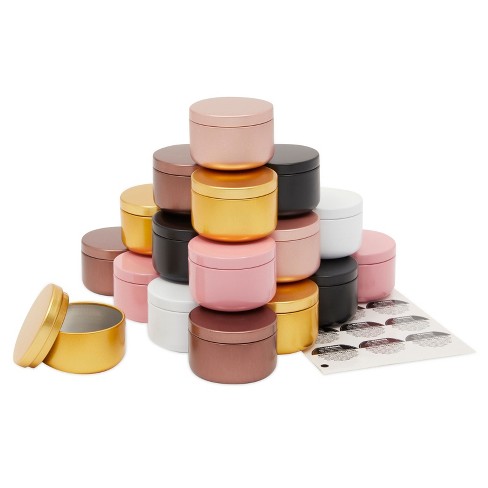 Bright Creations 24 Pieces Candle Tins With Lids And 30 Warning Stickers,  Craft Supplies (6 Colors, 2oz) : Target