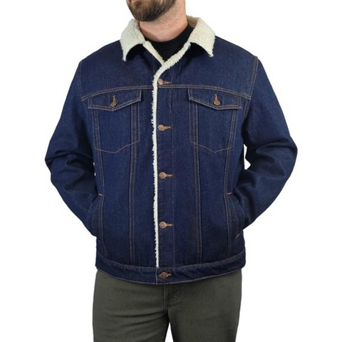Victory Outfitters Men's Burley Faux Shearling Lined Denim Jacket Dark Blue 3XLT
