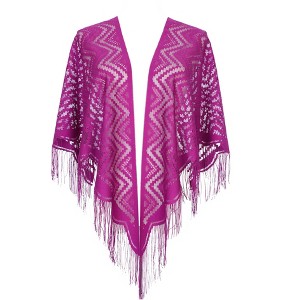INSPIRE CHIC Shawls and Wraps for Evening Dresses Lace Mesh Fringe Scarves 1Pc - 1 of 4
