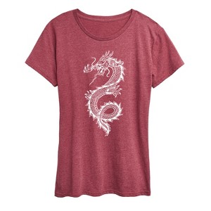 Women's - Instant Message - Chinese Dragon White Short Sleeve Graphic T-Shirt - 1 of 4