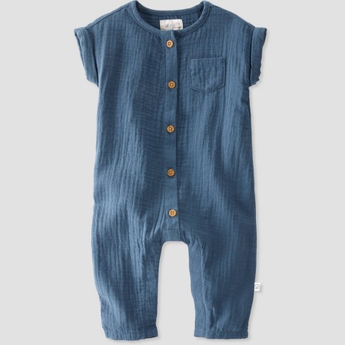 Little Planet By Carter's Baby Woven Gauze Coveralls - Blue Newborn ...