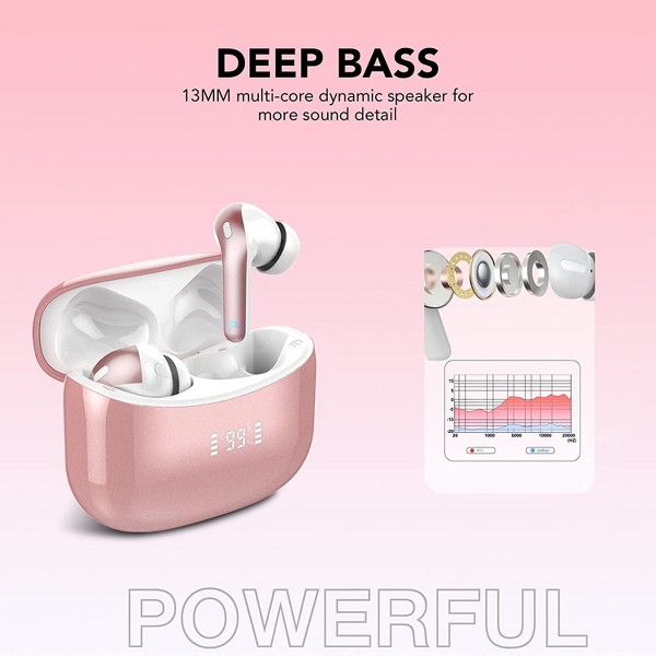 Auriculares Bluetooth inalámbricos con carga, estéreo Hi-Fi, táctiles, resistentes al agua IPX, micrófono – para iPhone, Samsung y Android 3