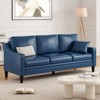 Kumasinova 78.75" Blue Slipcovered Faux Leather Sofa,Curved Armrests Sofa with High-Density Foam,Solid Wood Frame,3-Seater Sofa Couch for Living Room - 2 of 4