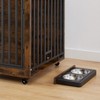 NicBex 38.58Inch Dog Crate Wooden Dog Kennel Furniture with Flip-Up Top End Table Dog Cage with 3 Doors and Wheels,Indoor Use,Rustic Brown - 4 of 4