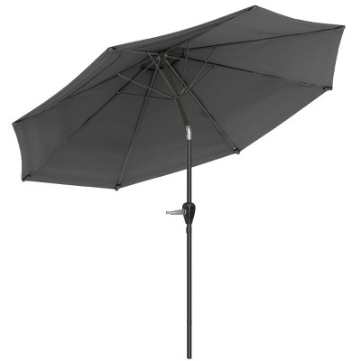10-Foot Gray Steel Outdoor Patio Umbrella with Auto Tilt
