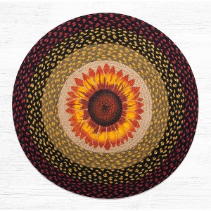 Earth Rugs Large Sunflower Round Stair Tread – Handmade 27x27 Inch Decorative Accent - 1 of 3
