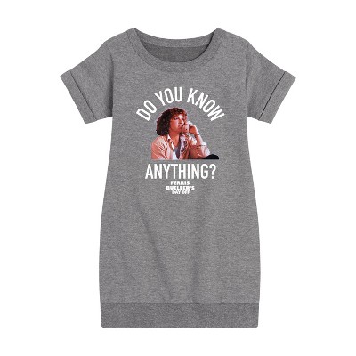 - Ferris Bueller's Day Off - Do You Know Anything Graphic Short Sleeve Fleece Dress