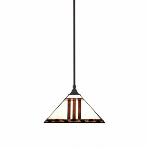 Toltec Lighting Any 1 - Light Pendant in  Dark Granite with 14" Purple & Metal Leaf Art Glass Shade - 1 of 1
