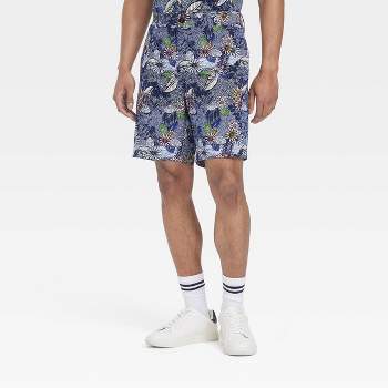 Houston White Adult 8" Floral Print Chino Shorts - Navy Blue