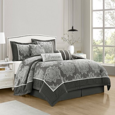 California King Grey Microfiber Reversible Comforter Set
