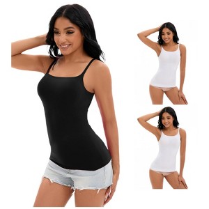 INSPIRE CHIC 3 Pcs Women's Adjustable Straps Cami Tummy Control Slimming No Trace Shapewear Camisoles - 1 of 4