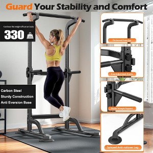Power Tower - Pull Up & Dip Station for Home Gym, Heavy Duty 330Lbs Free Standing Workout Equipment With Adjustable Height 65"-82.7", Multi-Grip Bars - 1 of 4