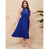 Coolmee Women Plus Size Smocked Back Strap Sleeveless Flowy A-Line Midi Dress - 2 of 4