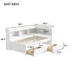 Twin Size Bed with L-shaped Bookcases & USB Charging Ports, Solid Wood Frame Bed with Storage Drawers for Small Spaces-Baofuwish - 4 of 4