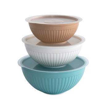 Sterilite 8-Piece Covered Bowl Set 4 Plastic Bowls Ranging in Size w/ 4  Lids, Food Storage, Dishwasher and Microwave Safe, White and Teal Lid,  18-Pack