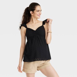 Eyelet Maternity Flutter Sleeve Top - Isabel Maternity by Ingrid & Isabel™ - 1 of 3