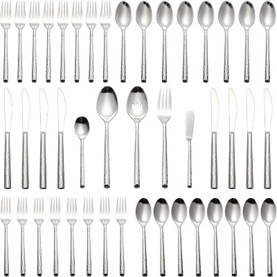 Attop 18/0 stainless steel silverware set, 45 pieces, serves 8 people, cutlery set includes knife/fork/spoon/cutlery, mirror polish, cutlery set