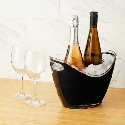 Black Acrylic Modern Ice Bucket with Cut-Out Handles