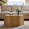NicBex Modern 34" Hexagon Coffee Table with Wood Frame for Living Room and Office, Natural - 2 of 4