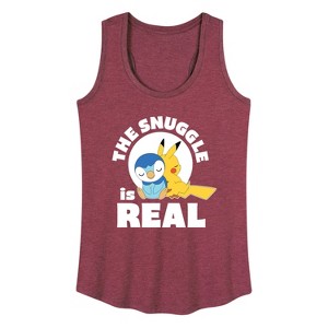 Women's - Pokémon - The Snuggle Is Real Pikachu And Piplup Graphic Racerback Tank - 1 of 4