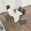 NicBex 63" Dining Table Set for 6 Cream Style Dining Table Round Wave Table Legs with 6 Chairs - 2 of 4