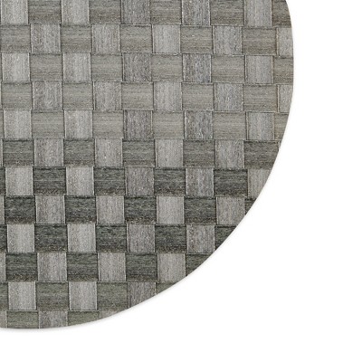 Gray Basketweave Round Vinyl Placemat Set of 4