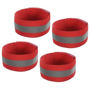 Unique Bargains Reflective Bands for Arm Wrist Ankle Leg 14x1.5 Inch Strip Wide Green 4 Pack - 1 of 4