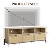 65 Inch Long Rattan TV Stand for 75 Inch TV, Slim Wood Entertainment Center with 3 Storage Drawer - 2 of 4