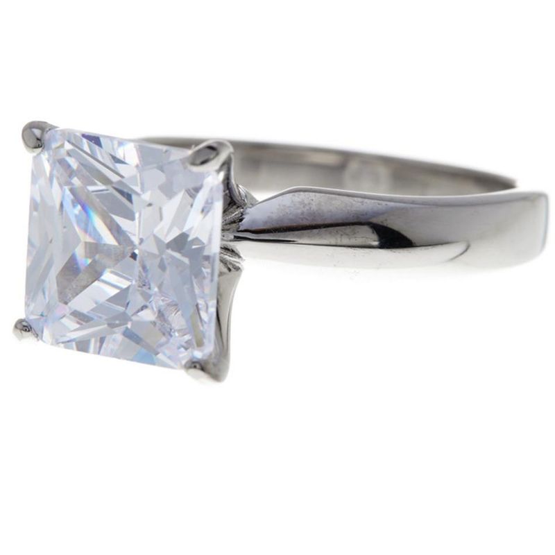 SHINE by Sterling Forever Sterling Silver Princess Cut CZ Solitaire Ring, 1 of 6
