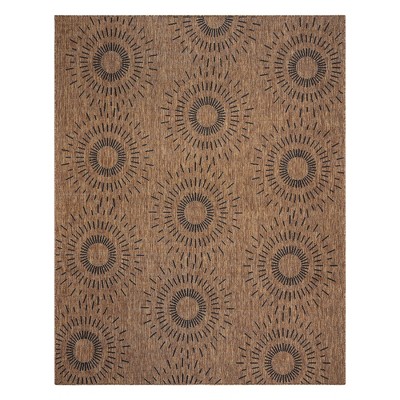 Chestnut Brown Geometric Flatweave Indoor Outdoor Rug, 8' x 10'