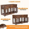 2 Rooms Dog Crate Furniture, Wooden Dog Crate Table with 2 Drawers & 5-Doors, Indoor Dog Kennel, Dog House, Dog Cage, TV Stand - 2 of 4
