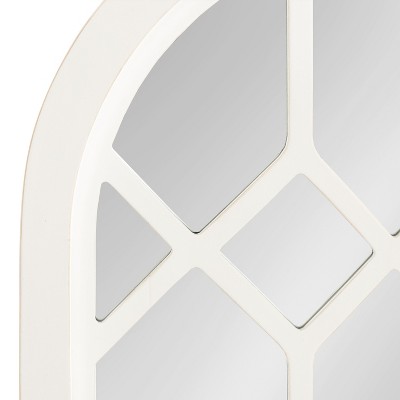 Gilcrest Arch White Wood Windowpane Mirror, 18x47