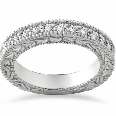 Pompeii3 1/4ct Lab Created Diamond Vintage Wedding Ring 14K White Gold