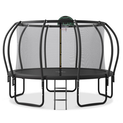 BestParts 12FT Outdoor Trampoline with Basketball Hoop & Safety Net – Upgraded ArcPole Design