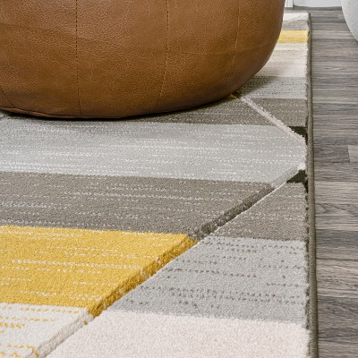 Kehoe Yellow and Gray Geometric Diamond Area Rug